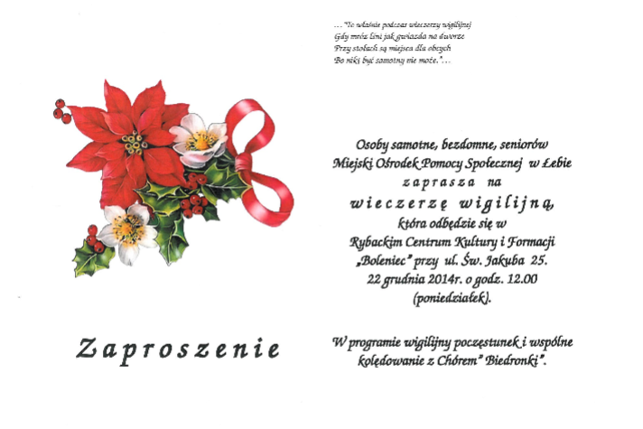 zaproszenie na wigilię